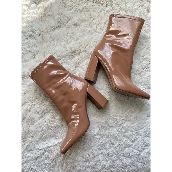 Steve Madden Mid Heel Boots Square Toe -Tan Size 9.5 - Picture 4 of 9